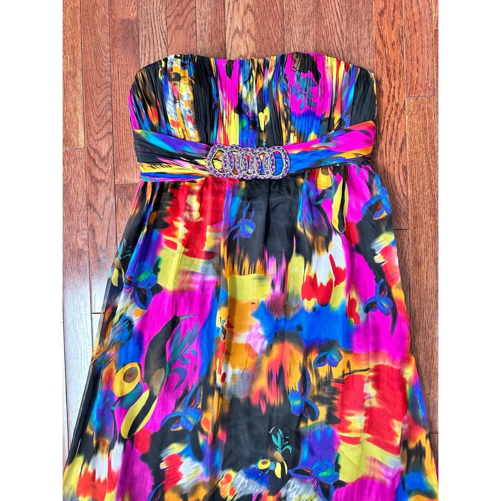 Alyce Designs Unique Pattern Vibrant Colorful Beaded Embellished Gown Dress - Picture 8 of 12
